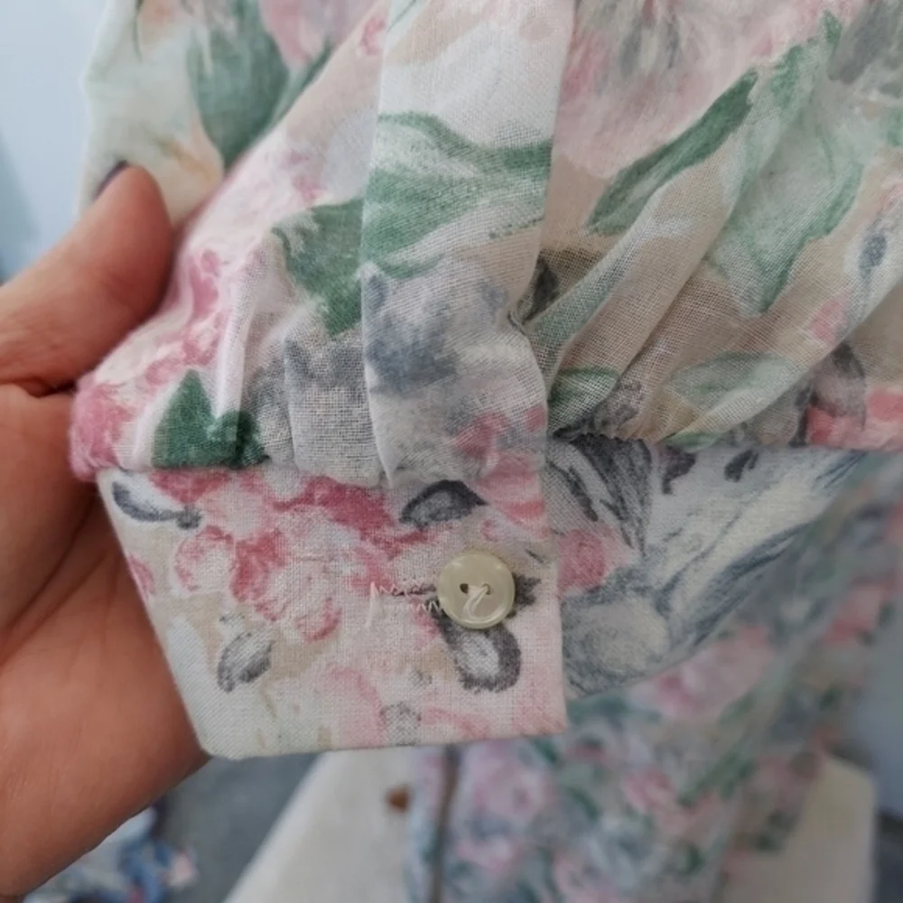 Vintage Floral Prairie Maxi Dress Lace Collar Cottagecore Romantic
